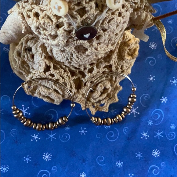 Earrings; Gold; Beaded; Hoop; Pierced; Earrings - Picture 3 of 6